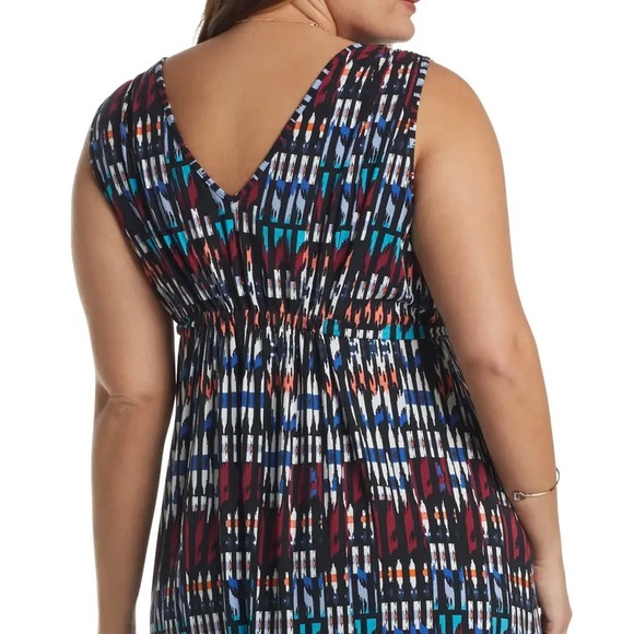 TART Grecia multicolored geometric print sleeveless jersey dress 3X - Picture 3 of 9